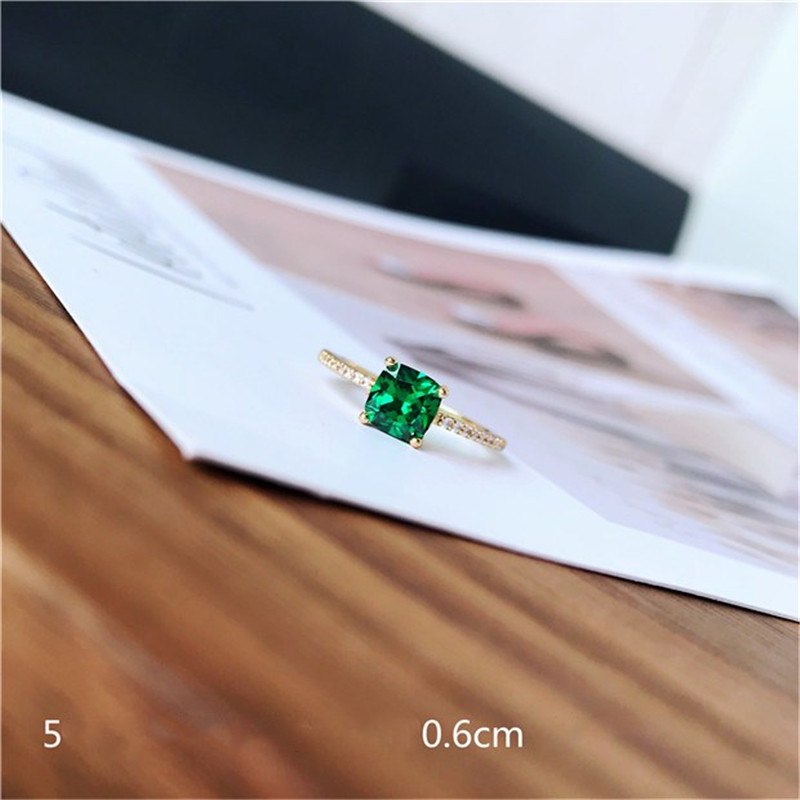 Vintage Rings For Women S925 Sterling Silver Emerald Green Gemstone Adjustable Ring Gold Bridal Wedding Fine Jewelry Accessories