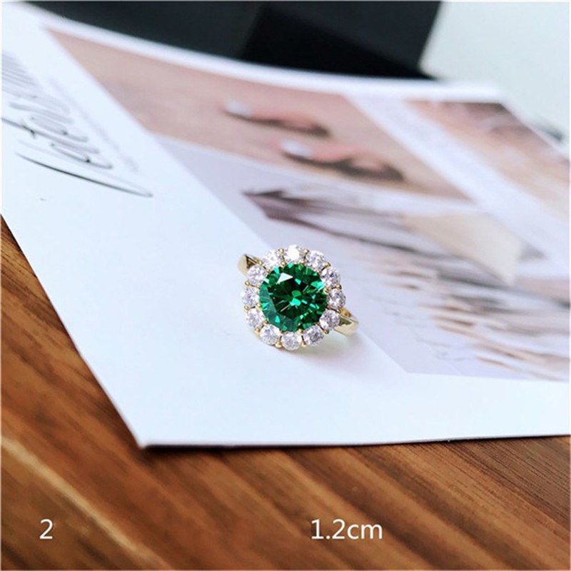 Vintage Rings For Women S925 Sterling Silver Emerald Green Gemstone Adjustable Ring Gold Bridal Wedding Fine Jewelry Accessories