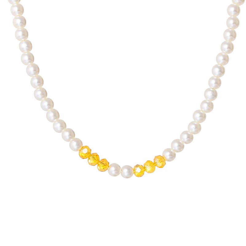 Vintage Round Simulate Pearl Necklace Women 2021 Temperament Handmade Strand Bead Necklace For Women Jewelry Gift