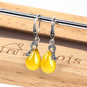 Vintage S925 Silver Earrings for Women Blue Water Drop Tibetan Long Silver Earrings Patry Silver 925 Earrings 2020 Earrings