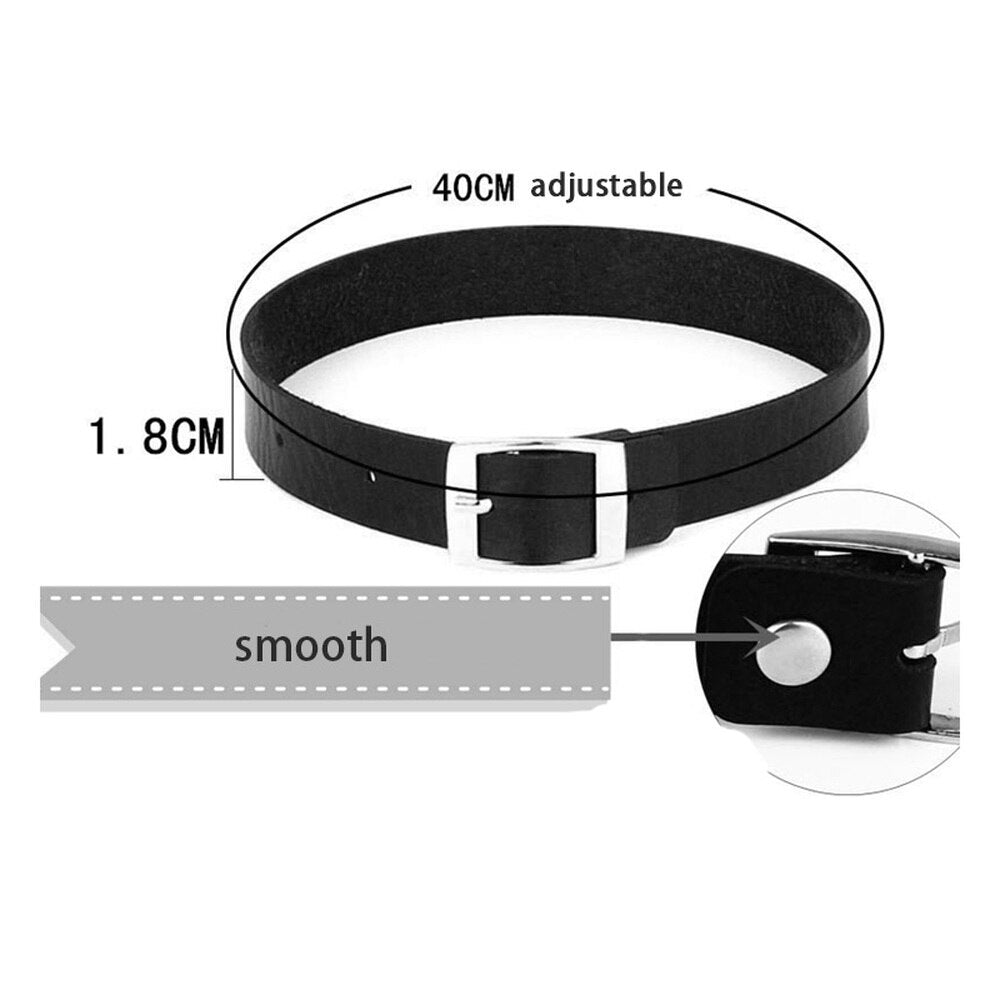 Vintage Sexy Harajuku Black Belt Collar Choker Necklace PU Leather Goth Choker Punk Gothic Necklace for Women Men