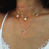 Vintage Sexy Minimalist Long Necklace Women Fashion Jewelry Metal Layered Chain Star Moon Pendant Necklaces A13