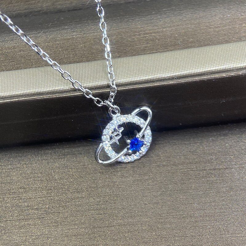 Vintage Shining Zircon Planet 925 Silver Necklaces Delicate Star Earth Universe Necklace Retro Party Wedding Women Jewelry Gift