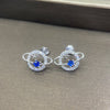 Vintage Shining Zircon Planet Ear Studs  Delicate 925 Silver Star Earth Stud Earrings Retro Party Wedding Women Jewelry Gift