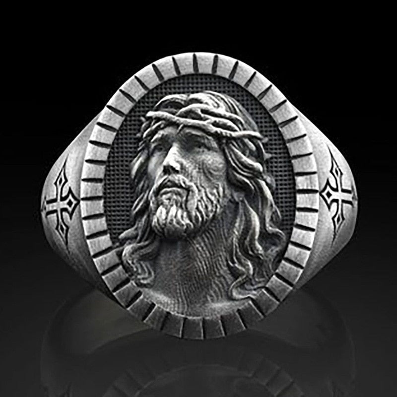 Vintage Silver Color Jesus Cross Ring For Men Women Popular  Religious Belief Jewelry