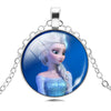Vintage Silver Color Long Chain Jewelry Necklace Crystal Cabochon Princess Elsa Anna Pendant Necklace Girl Choker Silver Color