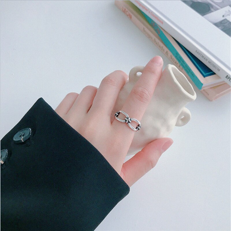Vintage Silver Colour Chain Adjustable Ring Women  Designer Jewelry Gothic Punk Accessories  GaaBou Jewellery