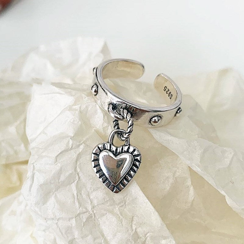 Vintage Silver Heart Aesthetic Rings For Women  Designer Jewelry Accessories  Items Gift Female GaaBou