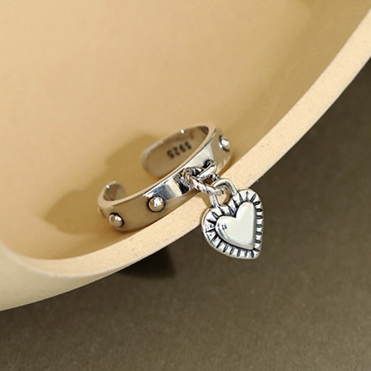 Vintage Silver Heart Aesthetic Rings For Women  Designer Jewelry Accessories  Items Gift Female GaaBou