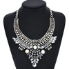 Vintage Silvered Choker Collar Necklace Pearls Beaded Crystal Statement Maxi Long Necklace Femme Layered Enthic Collar Jewelry