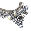Vintage Silvered Choker Collar Necklace Pearls Beaded Crystal Statement Maxi Long Necklace Femme Layered Enthic Collar Jewelry
