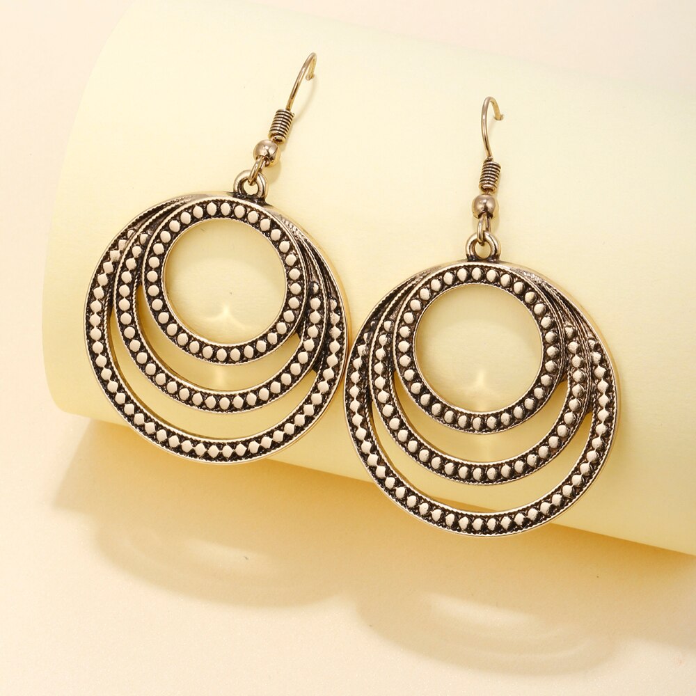 Vintage Simple Gold Color Stainless Steel Circle Earings for Woman Wedding Gift Charm Round Earring Korean Jewelry 2022