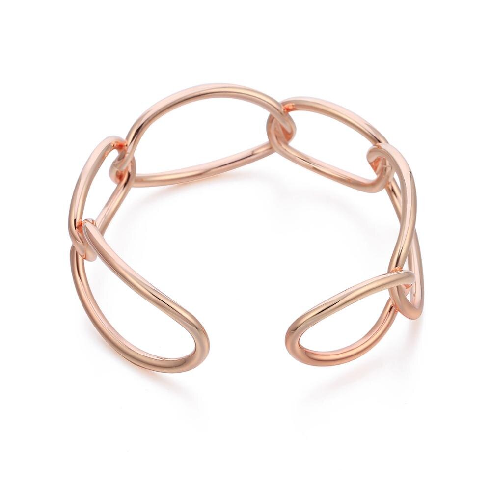 Vintage Simple Oval Circle Interlocking Bracelets&amp;Bangles For Woman Adjustable Rose Gold Silvery Open Bangle Jewelry