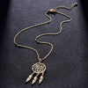 Vintage Small Dream Catcher Pendant Necklace For Woman Gold Silvery Chain Clear Crystal Feather Chokers Female Jewelry