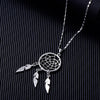 Vintage Small Dream Catcher Pendant Necklace For Woman Gold Silvery Chain Clear Crystal Feather Chokers Female Jewelry
