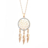 Vintage Small Dream Catcher Pendant Necklace For Woman Gold Silvery Chain Clear Crystal Feather Chokers Female Jewelry