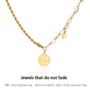 Vintage Smiling Face Necklace Chain Choker Stainless Steel Necklace For Women Men Geometric Double Necklaces For Women Jewelry