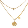 Vintage Smiling Face Necklace Chain Choker Stainless Steel Necklace For Women Men Geometric Double Necklaces For Women Jewelry