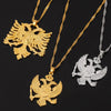 Vintage Solid Russia Emblem Albania Eagle Pendant Necklaces Coat of Arms Double Headed Eagle Pendants Chain Ethnic Gifts