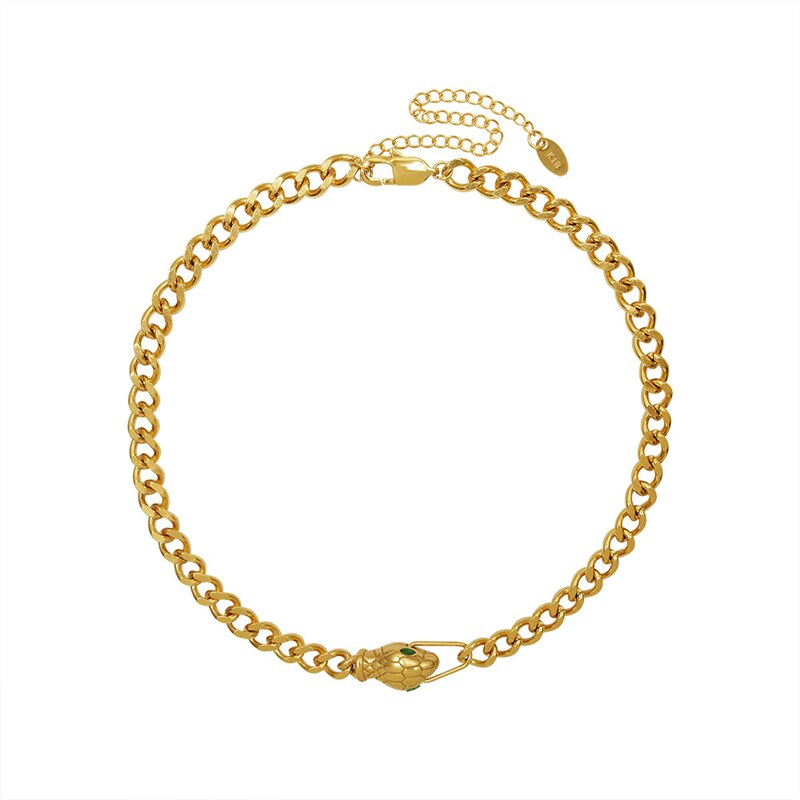Vintage Stainless Steel Chain Necklaces On Neck Women Jewelry Layered Accesories For Girls Gifts Snake Head Choker 2021