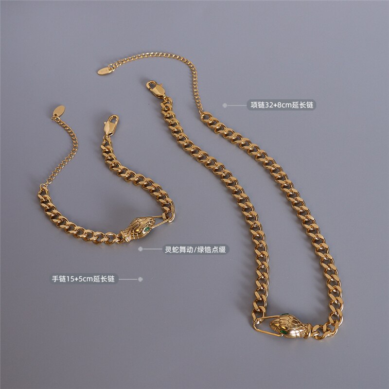 Vintage Stainless Steel Chain Necklaces On Neck Women Jewelry Layered Accesories For Girls Gifts Snake Head Choker 2021