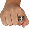 Vintage Stainless Steel Christian Holy Cross Prayer Ring for Men Silver Gold Black Tone Signet Rings Religious Jewelry Anel RN02