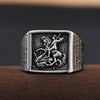 Vintage Stainless Steel Saint Michael Protective Ring Mens Punk Roman Paladin Badge Biker Ring Jewelry