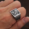 Vintage Stainless Steel Saint Michael Protective Ring Mens Punk Roman Paladin Badge Biker Ring Jewelry
