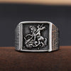 Vintage Stainless Steel Saint Michael Protective Ring Mens Punk Roman Paladin Badge Biker Ring Jewelry