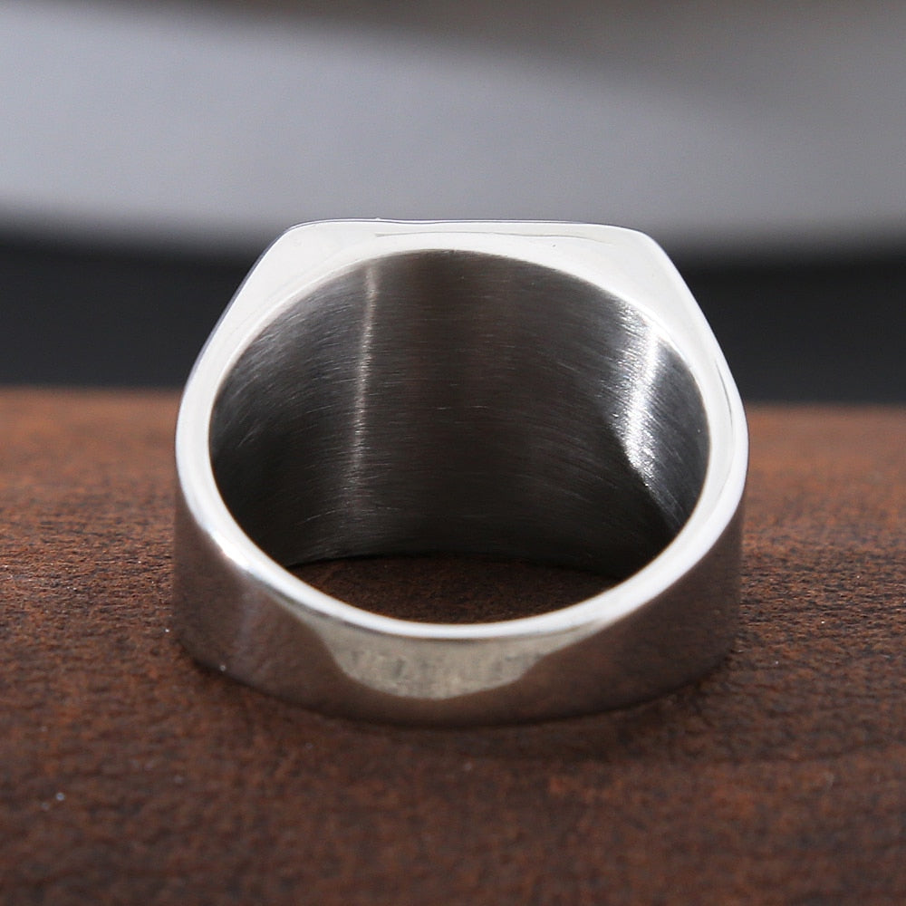 Vintage Stainless Steel Saint Michael Protective Ring Mens Punk Roman Paladin Badge Biker Ring Jewelry