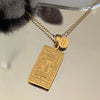 Vintage Stainless Steel Square Pendant Horoscope 12 Constellations Necklace Female Male Zodiac Sign Gold Collar Necklace
