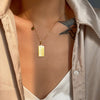 Vintage Stainless Steel Square Pendant Horoscope 12 Constellations Necklace Female Male Zodiac Sign Gold Collar Necklace