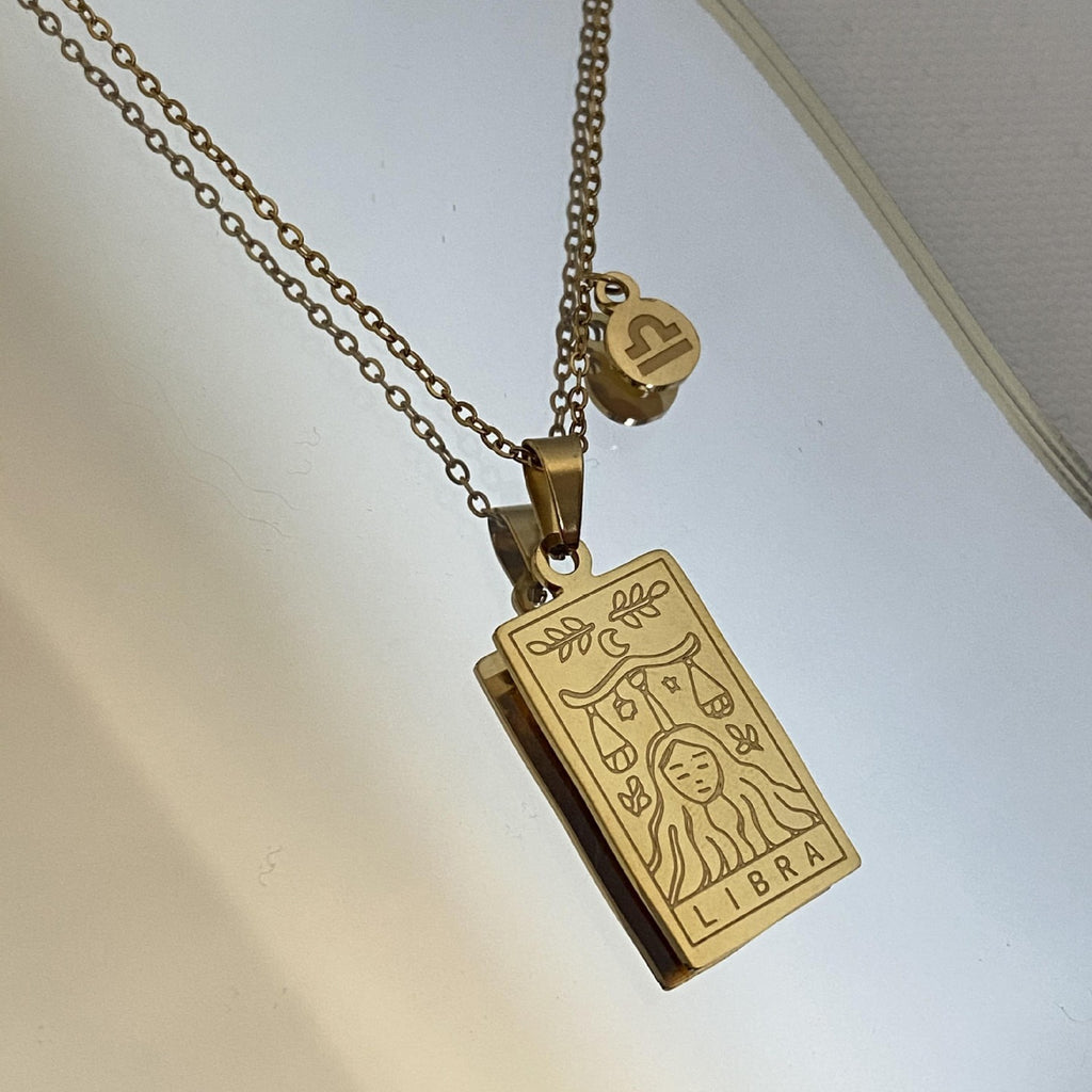 Vintage Stainless Steel Square Pendant Horoscope 12 Constellations Necklace Female Male Zodiac Sign Gold Collar Necklace