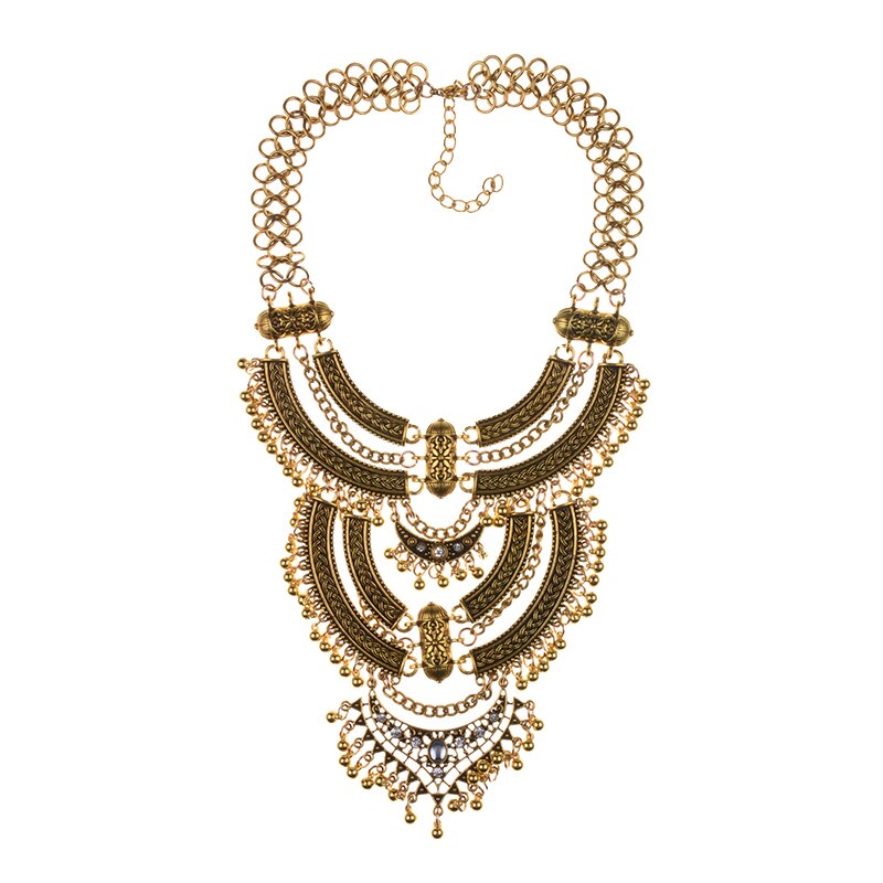 Vintage Statement Gypsy Necklace Women Bohemia Ethnic Big Choker Necklace Femme Indian Maxi Power Large Collar Necklace Jewelry