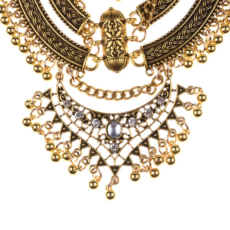 Vintage Statement Gypsy Necklace Women Bohemia Ethnic Big Choker Necklace Femme Indian Maxi Power Large Collar Necklace Jewelry