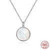 Vintage Sterling Silver White Shell Pendant Necklace Round Natural Mother of Pearl Necklaces Woman Girls Jewelry Gift ZK30