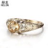 Vintage Style Fine Gemstone 5.5mm Round Flawless 100% Genuine Citrine Engagement Wedding Party Sterling Silver 925 Women Ring