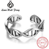 Vintage Style Real 925 Sterling Silver Open Rings Simple Water Wave Shape Hollow Out Adjustable Ring Women Party Jewelry