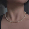 Vintage Style Simple 6MM Pearl Chain Choker Necklace For Women Wedding Love Shell Pendant Necklace  Jewelry