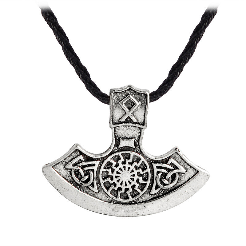 Vintage Sunflower Ax Pendant Necklace Fashion Viking Ancient silver gold Slavic Amulet Men Necklace Symb Pagan Jewelry Gift