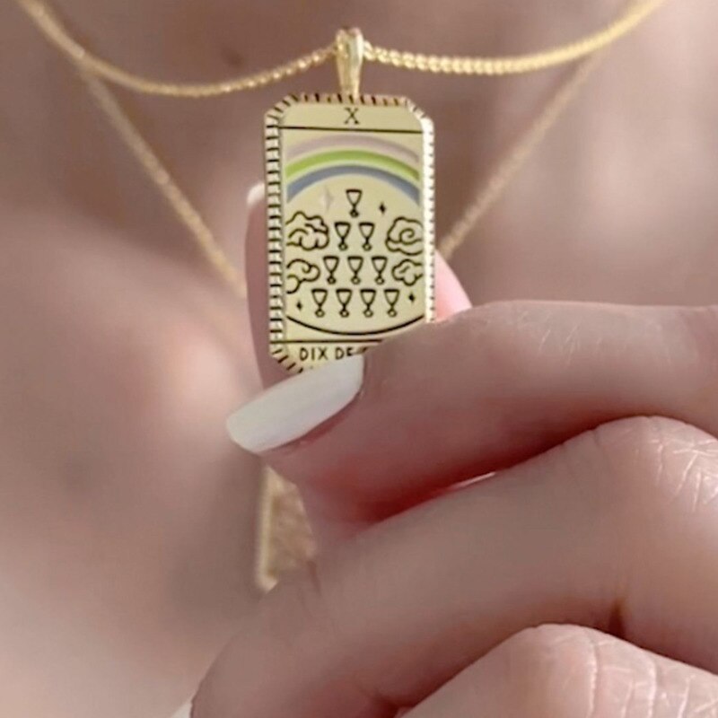 Vintage Tarot Card Pendant Necklace The Great Pagan Arcana Astrology Talisman Stainless Steel Jewelry  Gift For Friend