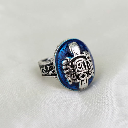 Vintage The Vampire Diaries Ring D Salvatore Damon Stefan's Elena Punk Rings Lapis Lazuli Blue Crystal Moives Jewelry US 6-12