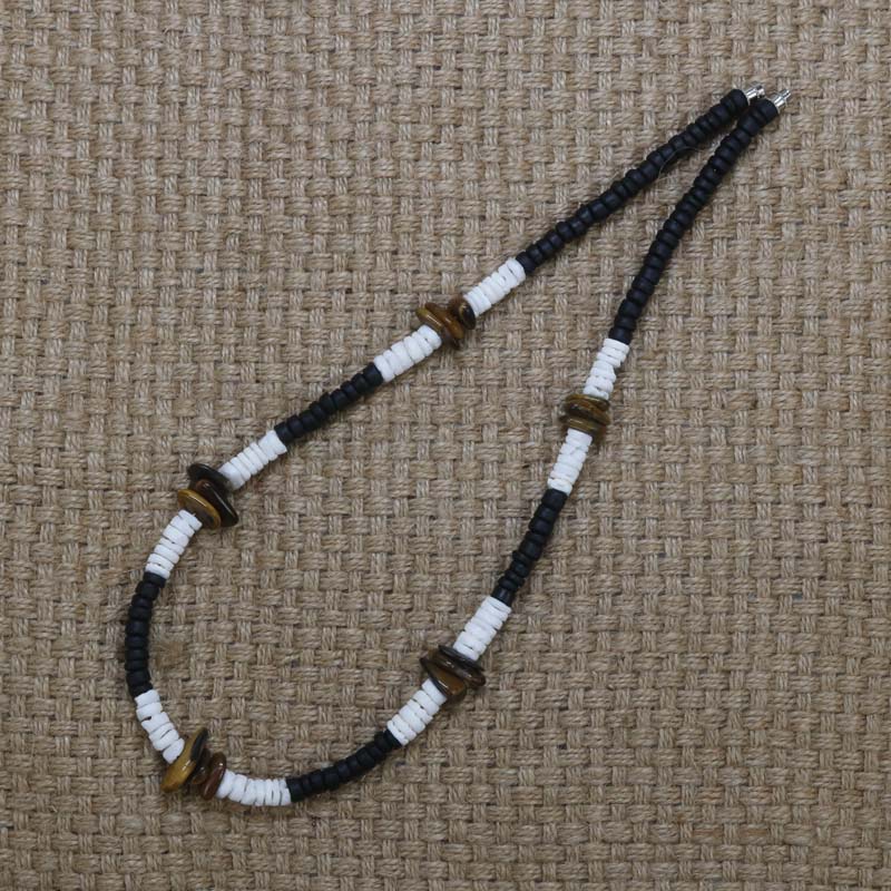 Vintage Tribal Bohemia Necklace Men Natural Stone Mix Coconut Shell Rustic Necklace Women  Jewelry Gift For Him CO-04