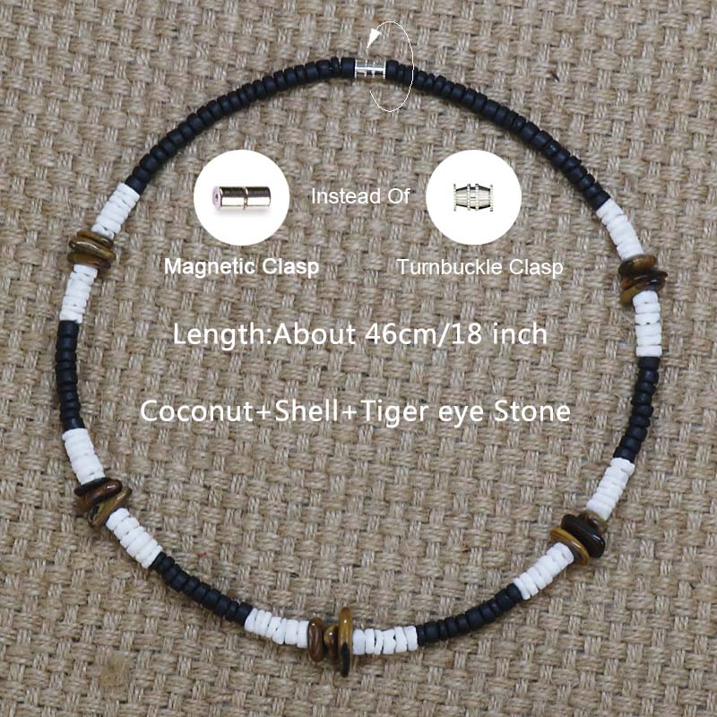 Vintage Tribal Bohemia Necklace Men Natural Stone Mix Coconut Shell Rustic Necklace Women  Jewelry Gift For Him CO-04