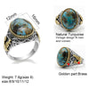 Vintage Turquoise Ring for Men 925 Sterling Silver Oval Natural Gemstone Lucky Turkish Handmade Retro Jewelry Anniversary Gift