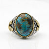 Vintage Turquoise Ring for Men 925 Sterling Silver Oval Natural Gemstone Lucky Turkish Handmade Retro Jewelry Anniversary Gift