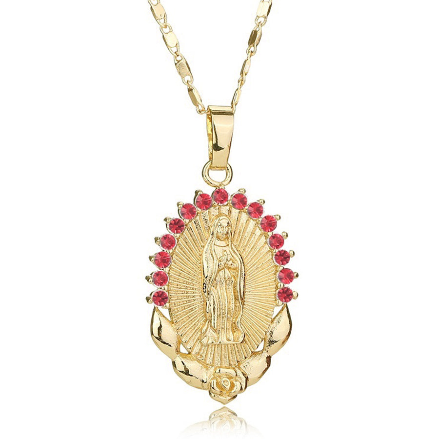 Vintage Virgin Mary Necklaces & Pendants Stainless Steel Statement Necklace Women Crystal Pendant Christian Gold Charm Jewelry