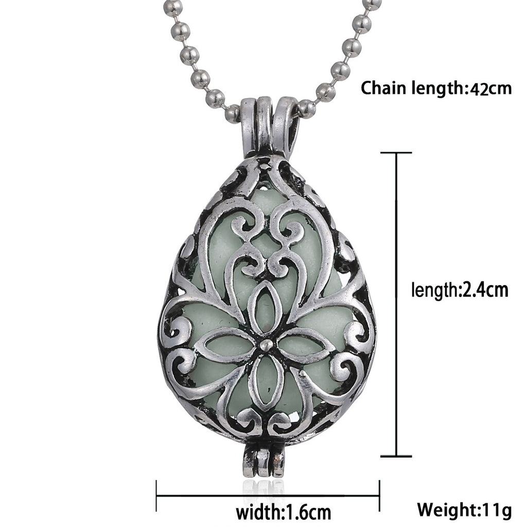 Vintage Water Drop Pendant Luminous Necklace for Women Men Charm Glow In The Dark Stone Necklace Jewelry Gifts