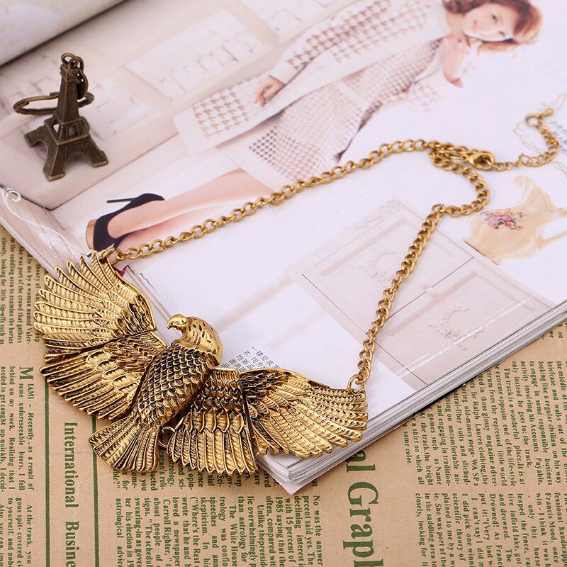 Vintage Winged Eagle Unique Woman Necklace Indian Statement Big Choker Necklace Women Maxi Large Collar  African Jewelry