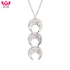 Vintage Women Necklaces Pendants 3 Moons Shape Antique Silver Long Chain Necklace Alloy Boho Pendant Statement Necklace